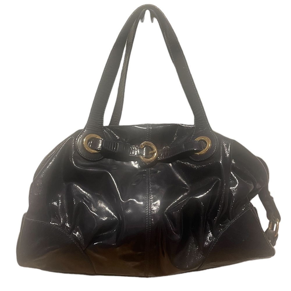 FRANCESCO BIASIA Black Star Crazy Patent Purse